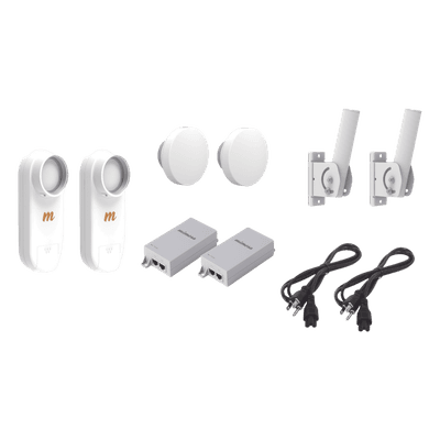 Kit de 2 radios C5X con 2 antenas de (12 dBi), rango de frecuencia extendida (4.9 a 6.4 GHz), incluye inyector POE, cable de alimentación y 2 FLEXIMOUNT-XL para alineación, distancia de hasta 3 km