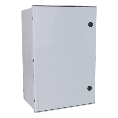 Gabinete de Poliéster IP65 / 600 x 800 x 300 mm / Carga 25 kg / Placa Trasera 581 x 705 mm / Cerradura con Llave / Uso en Intemperie