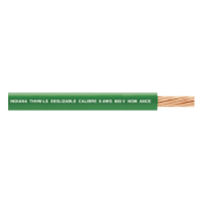 Cable Eléctrico THW-LS / Calibre 8 AWG / 19 Hilos / 90°C Seco / 75°C Húmedo / Bobina 100 m (328 ft) / Verde