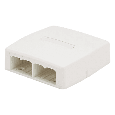 Caja de Montaje en Superficie / 4 Puertos Mini-Com / ABS / 3.75 x 1.18 x 3.70 in / Blanco
