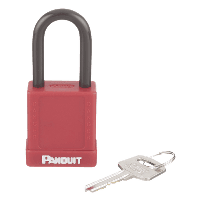 Candado de Bloqueo LOTO / Llave Única / Dieléctrico / Grillete Acero 38.1 mm / Cuerpo Aluminio 45x20x40 mm / Color Rojo