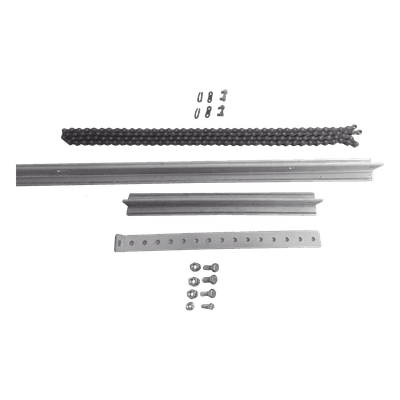 Extensión de Riel Tipo T / 1 m (3.3 ft) / Cadena de Alta Resistencia 2 m (6.6 ft) / Conector Modular / Bracket y Tornillería Incluidos