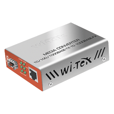 Convertidor de Medios PoE / RJ45 Gigabit 802.3af/at / SFP 1G / Alcance PoE 100 m (328.1 ft) / Fibra 25 km