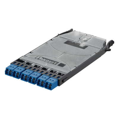 Cassette de Fibra Óptica / 6 Puertos LC Duplex / 12 Fibras Monomodo OS2 / Empalme por Fusión / 500 Ciclos de Conexión / 0.35 dB Pérdida de Inserción
