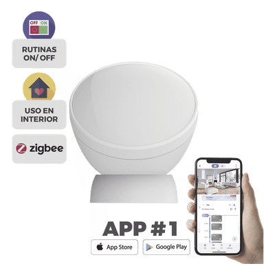 Sensor de Movimiento PIR / Inmunidad para Mascotas / Zigbee 3.0 / Alcance 7 m (23 ft) / Batería 3 Años / Ángulo 360°