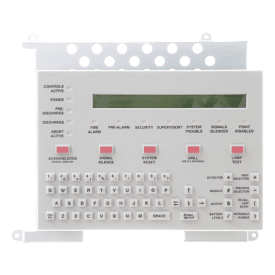 Teclado LCD para Panel de Incendio / Pantalla Retroiluminada 80 Caracteres / Teclado QWERTY / 12 LEDs de Estado / Español / Serie ONYX