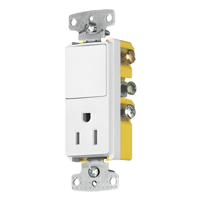 Combinación de Contacto y Apagador Decorador / 15A / 125V / 1 Polo / Interior Seco