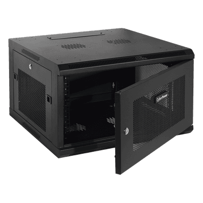 Gabinete de Pared 6UR / 600x372x600 mm (23.6x14.6x23.6 in) / Puerta Perforada Hexagonal / Carga 60 kg / Profundidad Ajustable 562 mm