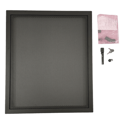 Puerta Ventilada para Gabinete / Acero Calibre 16 / Tamaño B 2 Niveles / Bisagra Reversible 180° / 61.28 cm x 72.71 cm / Color Negro