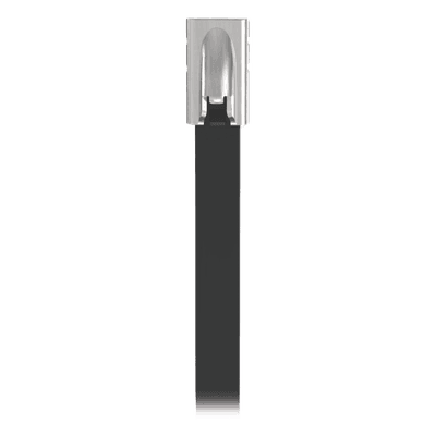Cincho de Acero Inoxidable 316 / 521 mm (20.5 in) x 4.6 mm / Recubrimiento de Poliéster Negro / Resistente a UV / Exterior / Paquete 100 pz
