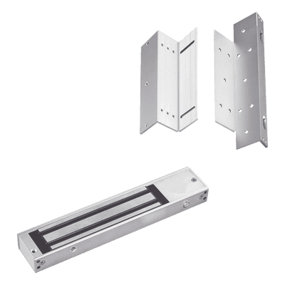 Kit de Control de Acceso / Chapa Magnética 280 kg (600 lbs) / Brackets Ajustables L y Z / LED Indicador de Estado / Aluminio Reforzado