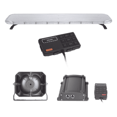 Kit de Equipamiento para Unidades de Seguridad Pública / Barra LED 132 LEDs Hyperlux G3 / 22 Módulos Control Tráfico Rojo/Azul / Sirena 100 W / IP65 / SAE J1345