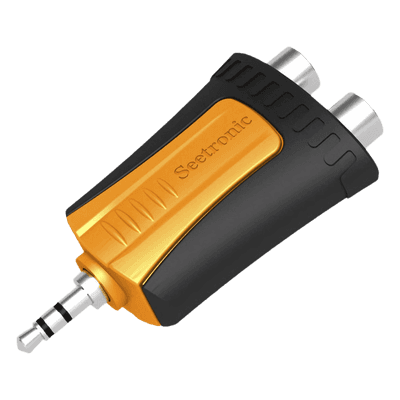 Adaptador de Audio / 3.5 mm Estéreo a 2 RCA Hembra / Carcasa de Plástico / Precableado