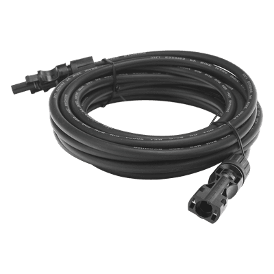 Cable Fotovoltaico / 2.5 m (8.2 ft) / 10 AWG / Terminales MC4 Macho-Hembra / 30A / Negro