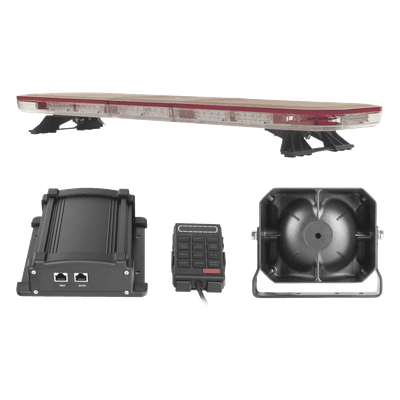 Kit de Señalización de Emergencia / Barra LED 124 Ultra Brillantes G3 / Sirena 100W / Bocina 100W 8 Ohms / 13 Patrones Programables / Control de Tráfico Ámbar