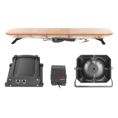 Kit de Señalización de Emergencia / Barra LED 108 LEDs / 13 Patrones de Destello / Sirena 100 W / Bocina 100 W / Controlador Integrado