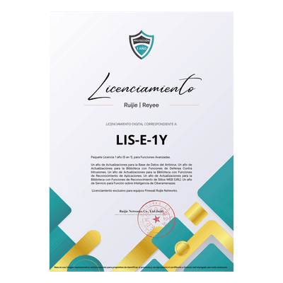 Licencia Anual Firewall / 5 Funciones Avanzadas / Antivirus / Ciberamenazas / IPS / Reconocimiento Aplicaciones y URL