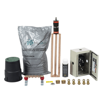 Kit de Puesta a Tierra / Electrodo Magnetoactivo / Capacidad 400 A / Resistencia < 2 Ω / Compuesto H2OHM Orgánico Certificado