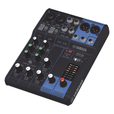 Mezcladora de Audio / 6 Canales / 2 Entradas de Micrófono / 6 Entradas de Línea / Phantom +48 V / Chasis Metálico Compacto