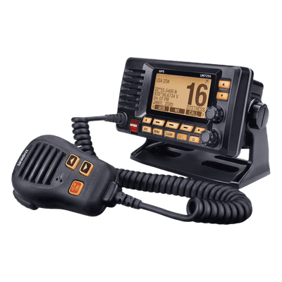 Radio Móvil Marino VHF / 25W RF / GPS Integrado / NMEA 2000 / DSC Clase D / IPX8 / Triple Observación / LCD de Alta Visibilidad