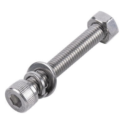 Tornillo Allen Milimétrico / Acero Inoxidable 304 / M8-1.25 x 35 mm / Con Tuerca y Arandelas / DIN 127 / 85-150 ksi