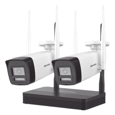 Kit de Videovigilancia IP Inalámbrico / 2 Megapixel / NVS 4 Canales / 2 Cámaras Bala / Dual Light IR 30 m (98.4 ft) + Luz Blanca 20 m (65.6 ft) / Wi-Fi 2.4 GHz / Audio Bidireccional / IP66