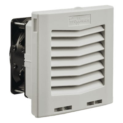 Ventilador con Filtro de Montaje Lateral / Flujo de Aire 35 CFM (59 m³/h) / 115 Vca / IP54 / RAL 7035