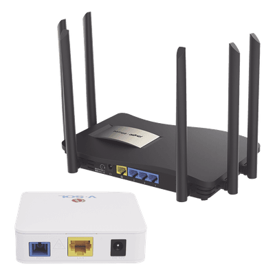 Kit ONU Bridge Dual GPON/EPON / Router Mesh Wi-Fi 5 / 1267 Mbps / 6 Antenas 6 dBi / IP41