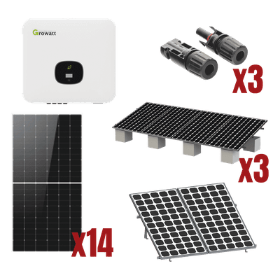 Kit Solar Interconexión / 8 kW / 220 Vca / Eficiencia 98.4% / Inversor, Paneles, Montaje y Conectores
