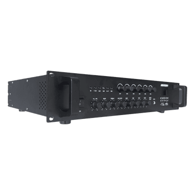Amplificador de Audio / 120 W / 6 Zonas / Bluetooth / USB 2.0 / Lector SD / 70/100 V / 4~16 Ω / Montaje en Rack
