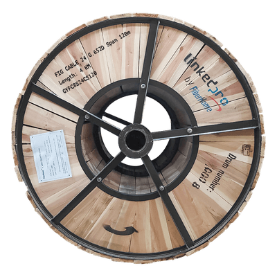 Carrete de Fibra Óptica Aérea / Figura 8 Armada Antirroedor / Monomodo G.652D / 24 Hilos / Span 120 / 4 km (2.49 mi) / Exterior