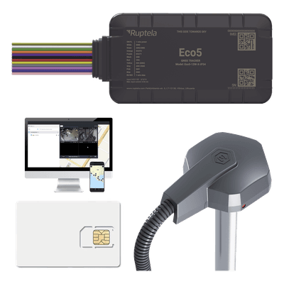 Kit de Rastreo Vehicular / Sensor de Combustible Cableado / LTE Cat1 y LTE-M / BLE 5.0 / GNSS U-blox / IP54 / Batería de Respaldo / Detección de Interferencias
