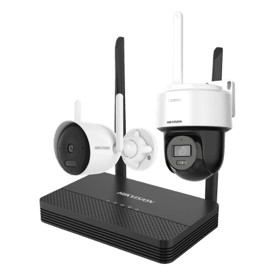 Kit IP Inalámbrico / 2 Megapixel / NVS 4 Canales / 2 Cámaras Wi-Fi / Dual Light 30 m (98.4 ft) / Audio Bidireccional / 97° HFOV