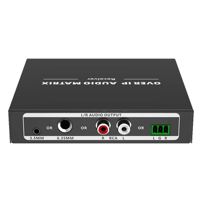 Receptor de Audio sobre IP / PCM 2.0 / Transmisión 120 m (393.7 ft) / Matriz 256x256 / Múltiples Interfaces Analógicas / Protección ESD / Bajo Consumo ≤2 W
