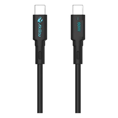 Cable USB-C a USB-C / Carga Rápida 60W / Transferencia 480 Mbps / Magnético Auto-enrollable / Silicona Líquida / 1 m (3.3 ft)