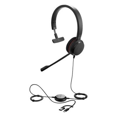 Headset Profesional Mono / Cancelación de Ruido Avanzada / USB-C/A Plug-and-Play / Certificación UC y Microsoft Teams / Altavoces 28 mm / Control Integrado de Llamadas