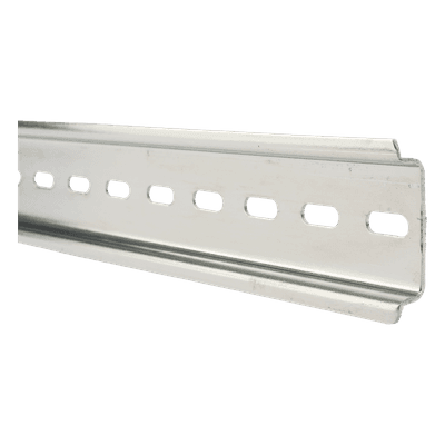 Riel DIN Estándar / 35 mm / 25 cm (9.84 ft) de Longitud / Acero Cromado Zinc / Ranura Central / Paquete de 4