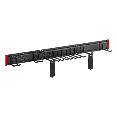 Sistema de Almacenamiento de Pared / Capacidad Total 228 kg (502.7 lb) / 8 Ganchos Ajustables / 2 Bandas de Sujeción / Estructura Acero y Plástico