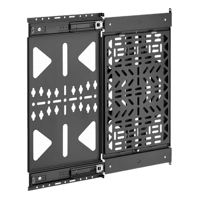 Panel de Almacenamiento AV Deslizante / Capacidad 10 kg (22 lbs) / Rango 300 mm / Acero de Alta Resistencia / Quick-Release / Montaje Pared y Riel