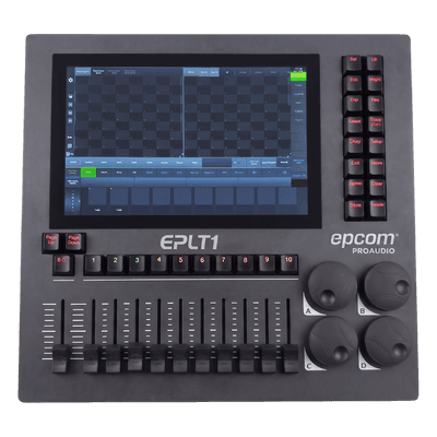Consola de Iluminación DMX / 8 Universos / Pantalla Multitáctil 10.1" / 10 Faders + 40 Ruedas / Wi-Fi / Flight Case