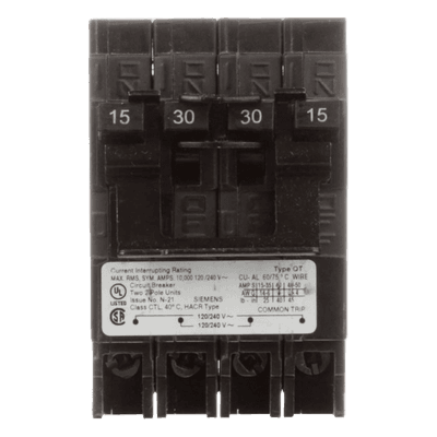 Interruptor Automático Cuádruple Enchufable / 2 Polos Dobles / 40-40 A / 120/240 VCA / 10 kA