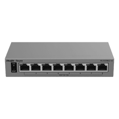 Switch Gigabit Smart Cloud-Managed / 8 Puertos 10/100/1000BASE-T / Capa 2 / Switching 16 Gbps / AI-Powered Failover / Modo CCTV Un-Click / Gestión Cloud / Fanless / Protección Surge 6 kV