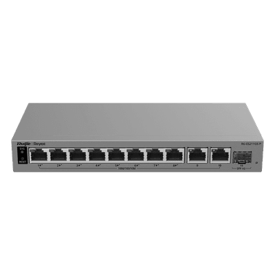 Switch PoE Gigabit Smart Cloud-Managed / 11 Puertos / 8 Puertos PoE+ 120 W / 1 Puerto SFP Uplink / Capa 2 / Sin Ventilador / Protección 6 kV