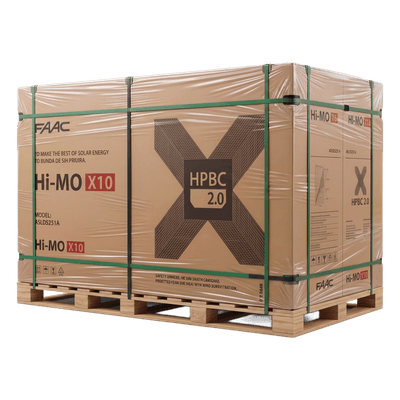 Pallet de Módulos Solares / 36 Unidades / 645 W / Eficiencia 23.9% / Tecnología HPBC 2.0 / Zero Busbar / Degradación 0.35% Anual