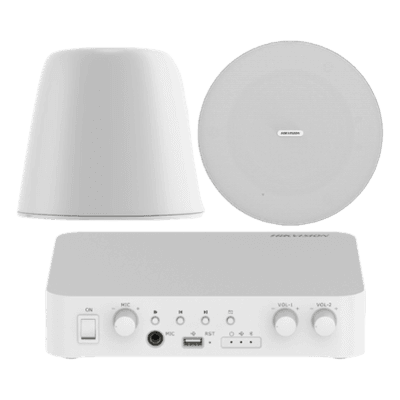 Kit de amplificador compatible con Spotify | Bluetooth | 2 Altavoces Colgantes | sistema 100v | 2 canales con control de volumen independiente | música ambiental