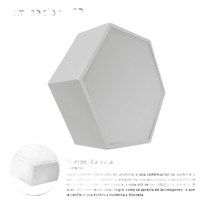 Lámpara LED Poligonal / 18 W / 1 800 lm / 6 500 K / 140° / Montaje Sobreponer o Suspendido / 85-265V~ 50/60 Hz