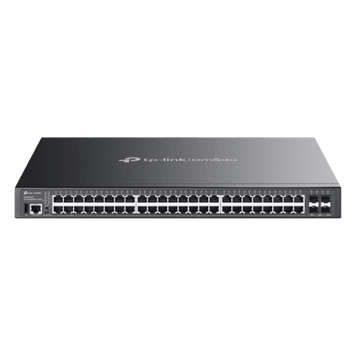 Switch Lite L3 Gestionable Apilable / 48 Puertos Gigabit PoE++ / 4 Slots 10G SFP+ / Presupuesto PoE 770W / Fast PoE y Perpetual PoE / Apilamiento Físico de 4 Unidades / L3: RIP, OSPF, VRRP / Gestión Cloud Omada SDN