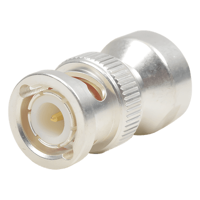 Adaptador Coaxial RF / Hembra UNIDAPT a BNC Macho / Bronce Chapado Plata / Contactos Oro 24K / Dieléctrico Teflón