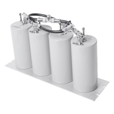 Duplexer Pasa Banda-Rechazo de Banda / 400-470 MHz / 4 Cavidades 4" Diámetro / 5 MHz Separación / 250 W / N Hembra / 19" Panel