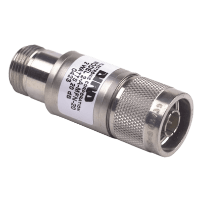 Atenuador en Línea / 30 dB / 2 W / CD-4 GHz / Conectores N Macho-Hembra / 50 Ω / PIM -110 dBc